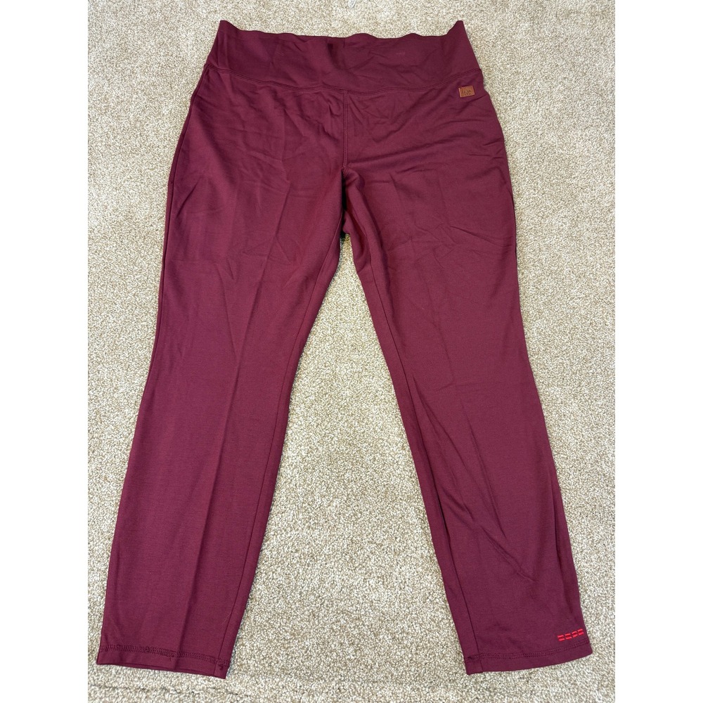 Peace Love World Womens Burgundy High Waisted Yoga Leggings Size Large Wine